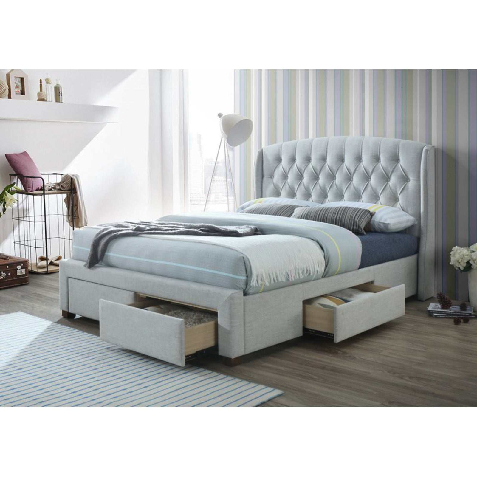 Honeydew Queen Bed Frame With Storage Drawers - Beige