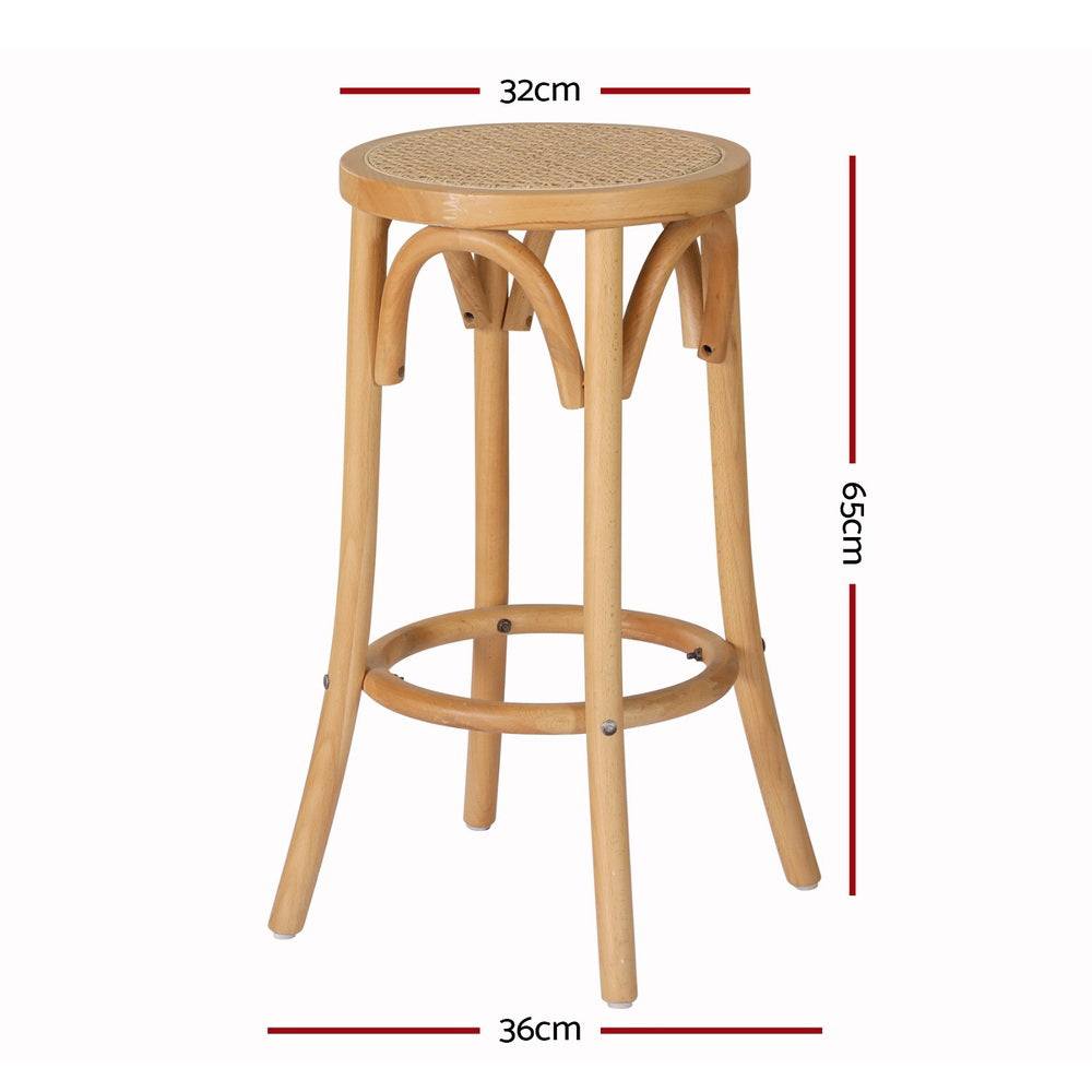 April 4x Bar Stools Rattan Seat Wooden