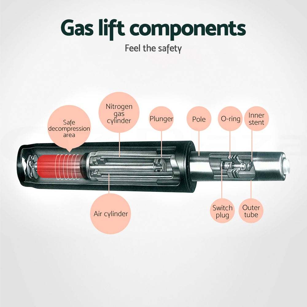 Selina 4x Bar Stools Gas Lift Leather w/Armrest Black