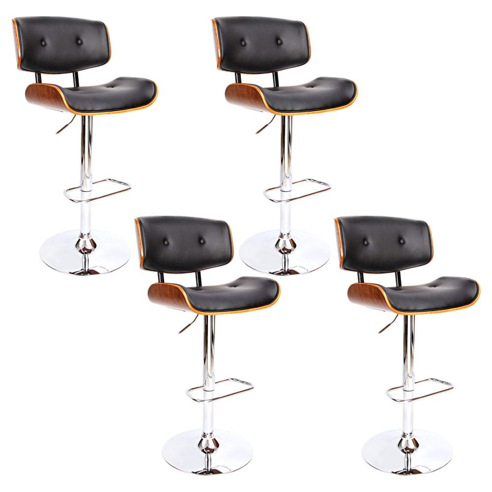 Jack 4x Bar Stools Gas Lift Leather Black