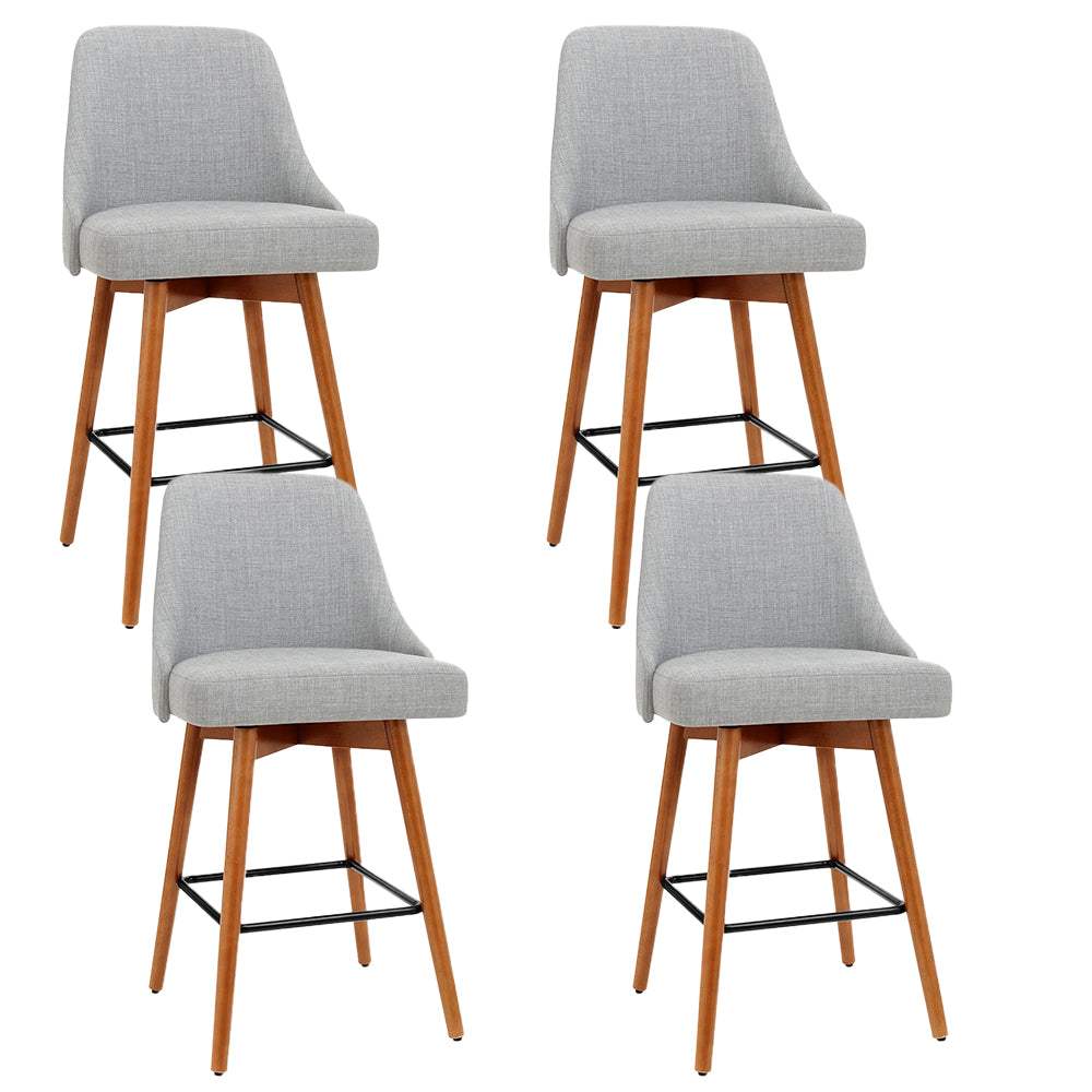 Rami Wooden 4x Swivel Bar Stool - Grey