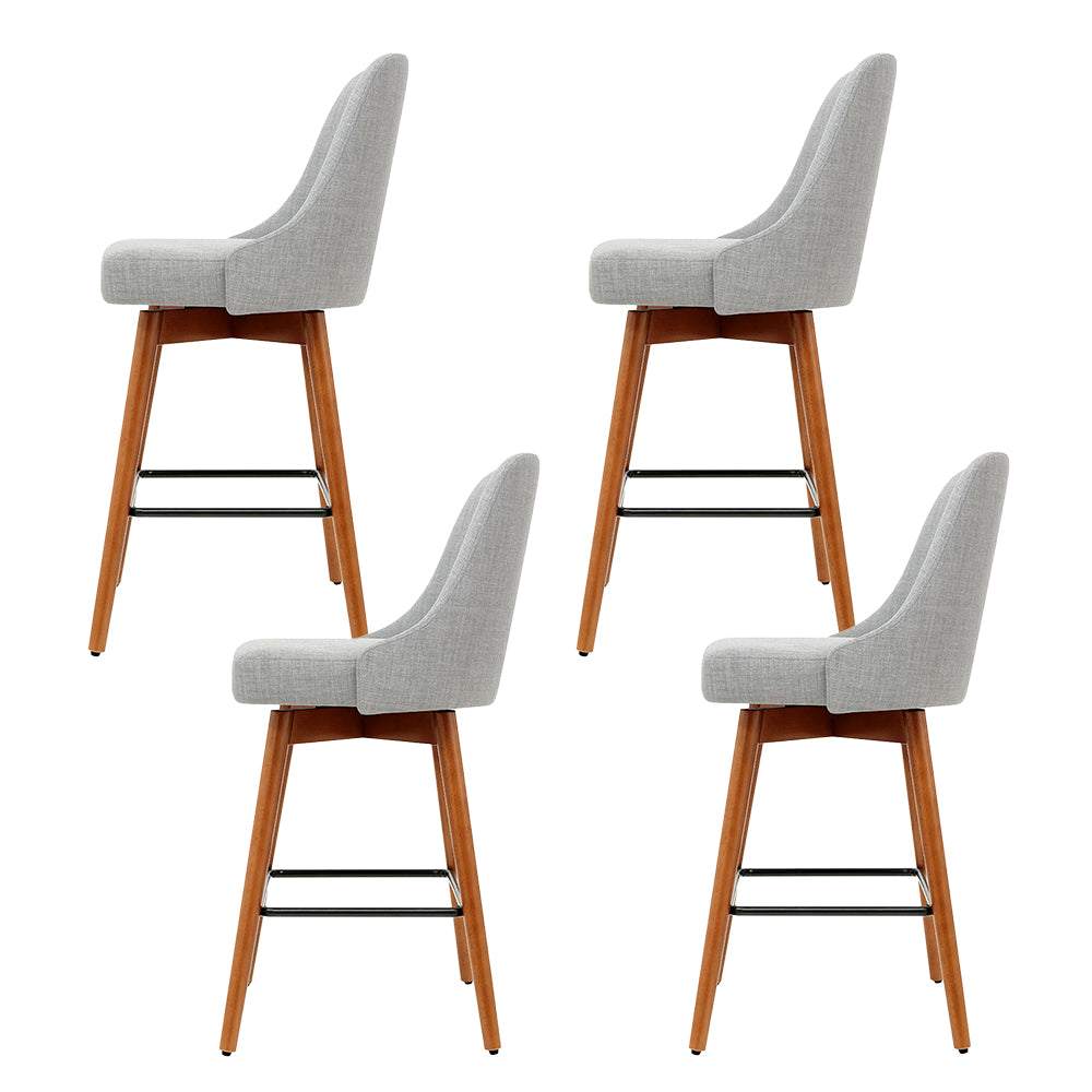 Rami Wooden 4x Swivel Bar Stool - Grey