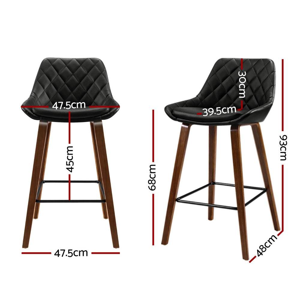 Hayden 4x Bar Stools PU Seat Wooden