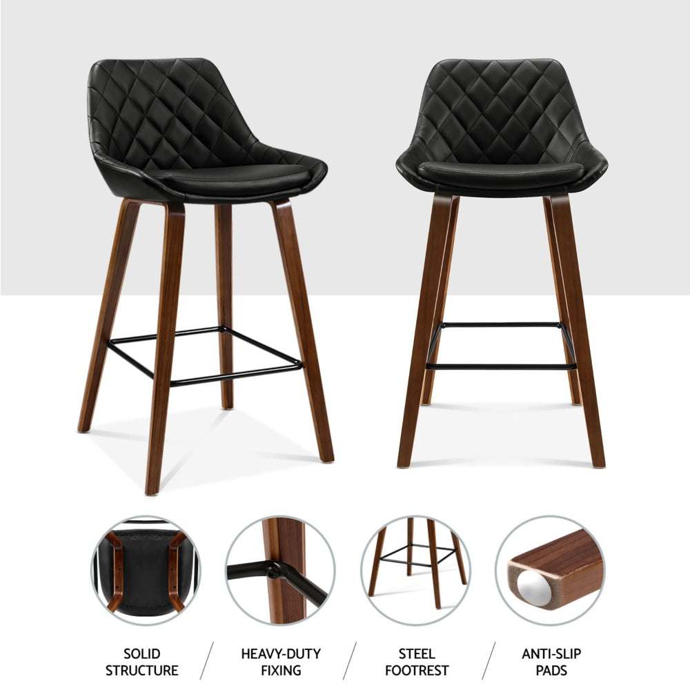 Hayden 4x Bar Stools PU Seat Wooden