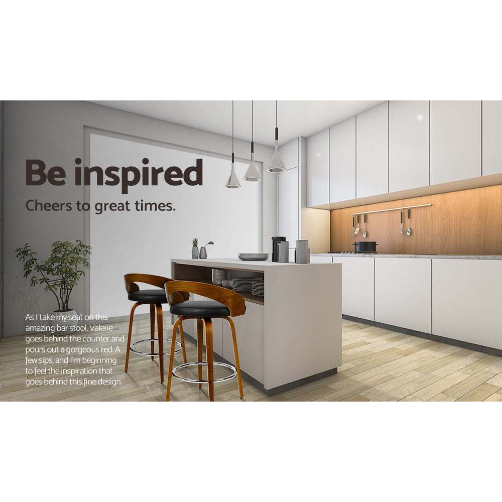 4x Bar Stools Swivel Seat Curving Backrest