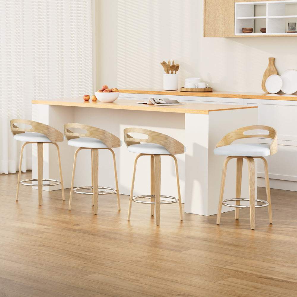 4x Bar Stools Swivel Dining Chairs Low Back Counter Seat