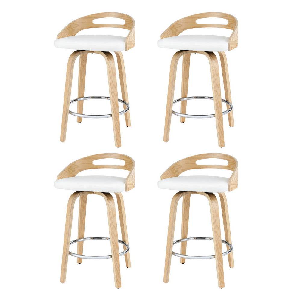 4x Bar Stools Swivel Dining Chairs Low Back Counter Seat