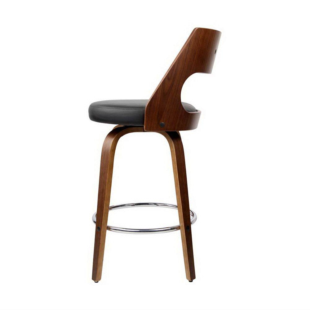Bentwood 4x Bar Stools Swivel Leather Chair 65cm