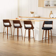 Bentwood 4x Bar Stools Swivel Leather Chair 65cm