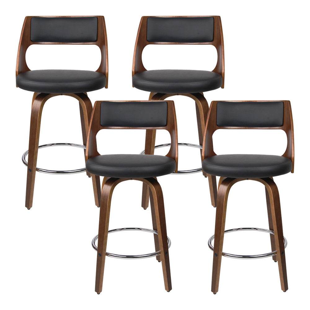 Connie 4x Bar Stools Swivel Leather Chair 76cm