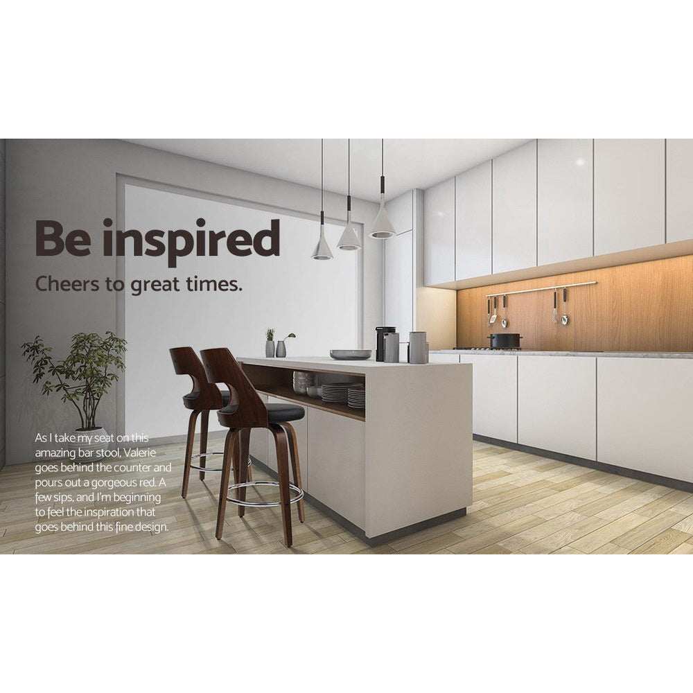 Connie 4x Bar Stools Swivel Leather Chair 76cm