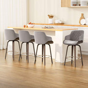 June 4x Wooden Bar Stools Swivel Velvet Padded