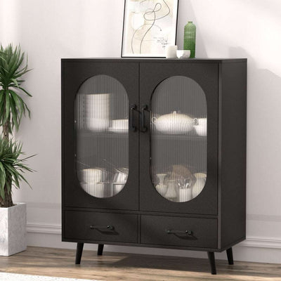 Lency Double Door Buffet Sideboard Black