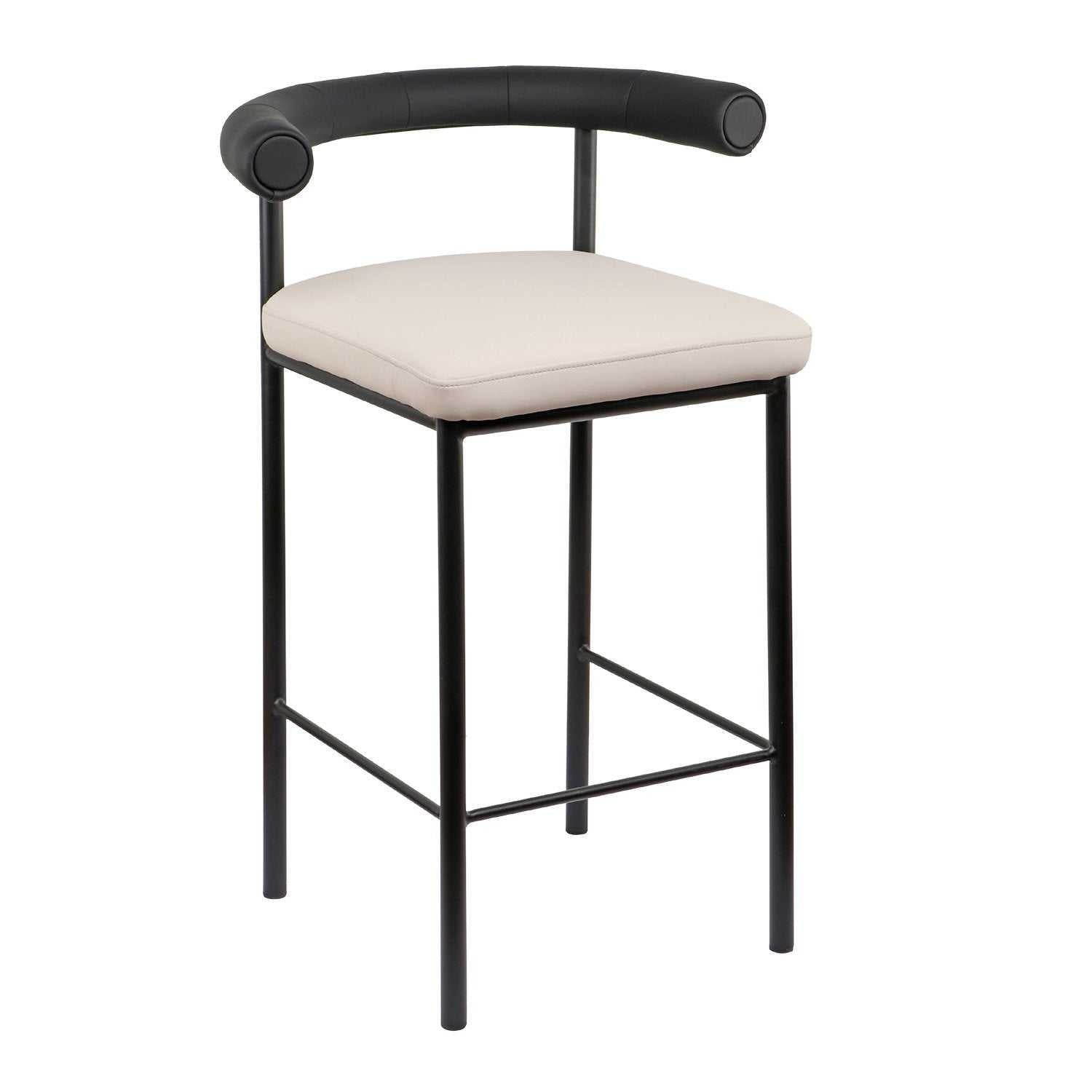 Sarantino Cedric Iron Frame Bar Stool W/ High-density Foam In Black An