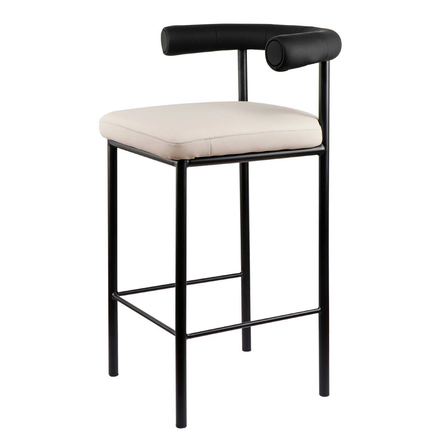 Sarantino Cedric Iron Frame Bar Stool W/ High-density Foam In Black An