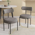 Plush Cushioned Elsa Boucle Chairs in Slate Grey