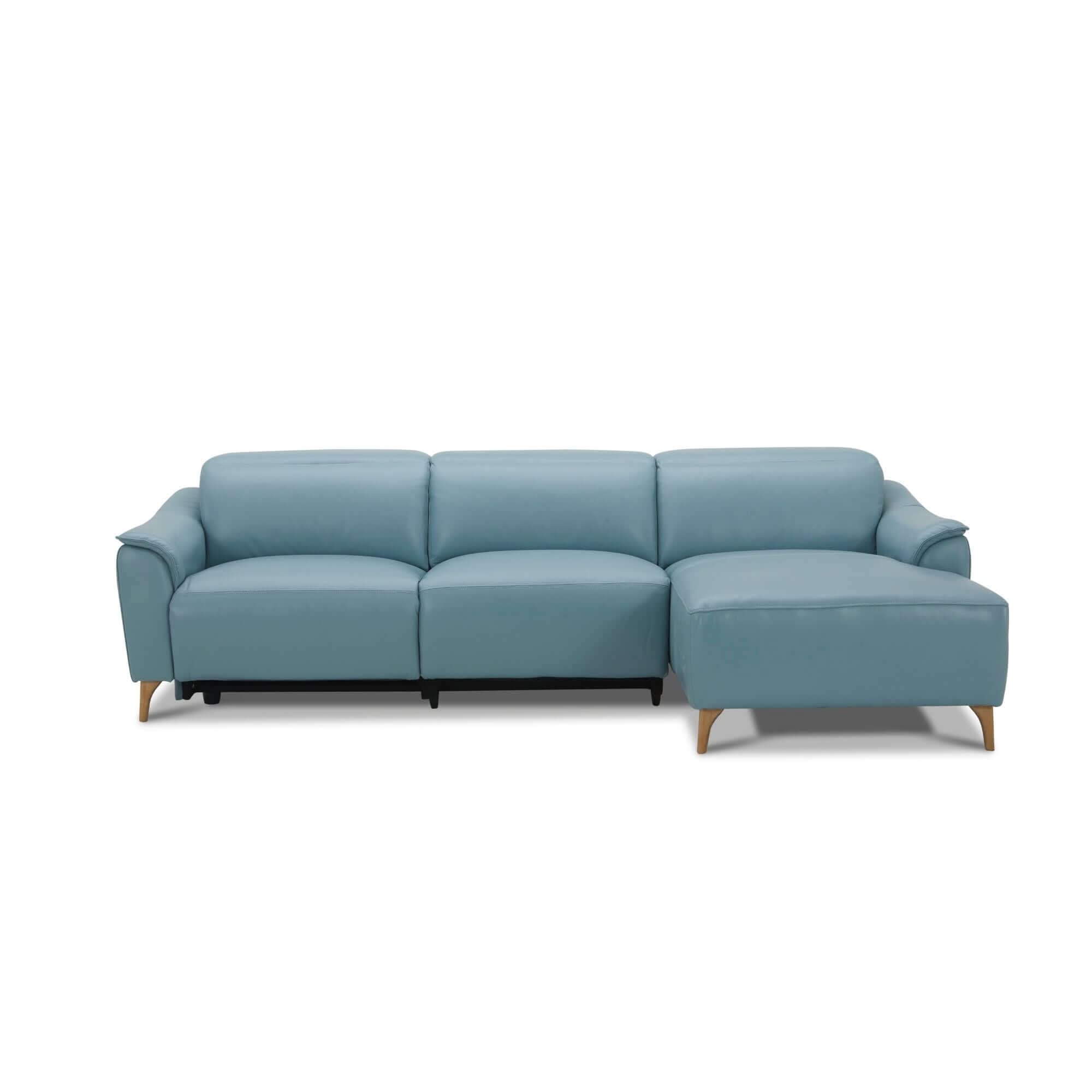 Inala 2 Seater Genuine Leather Sofa Blue With RHF Chaise