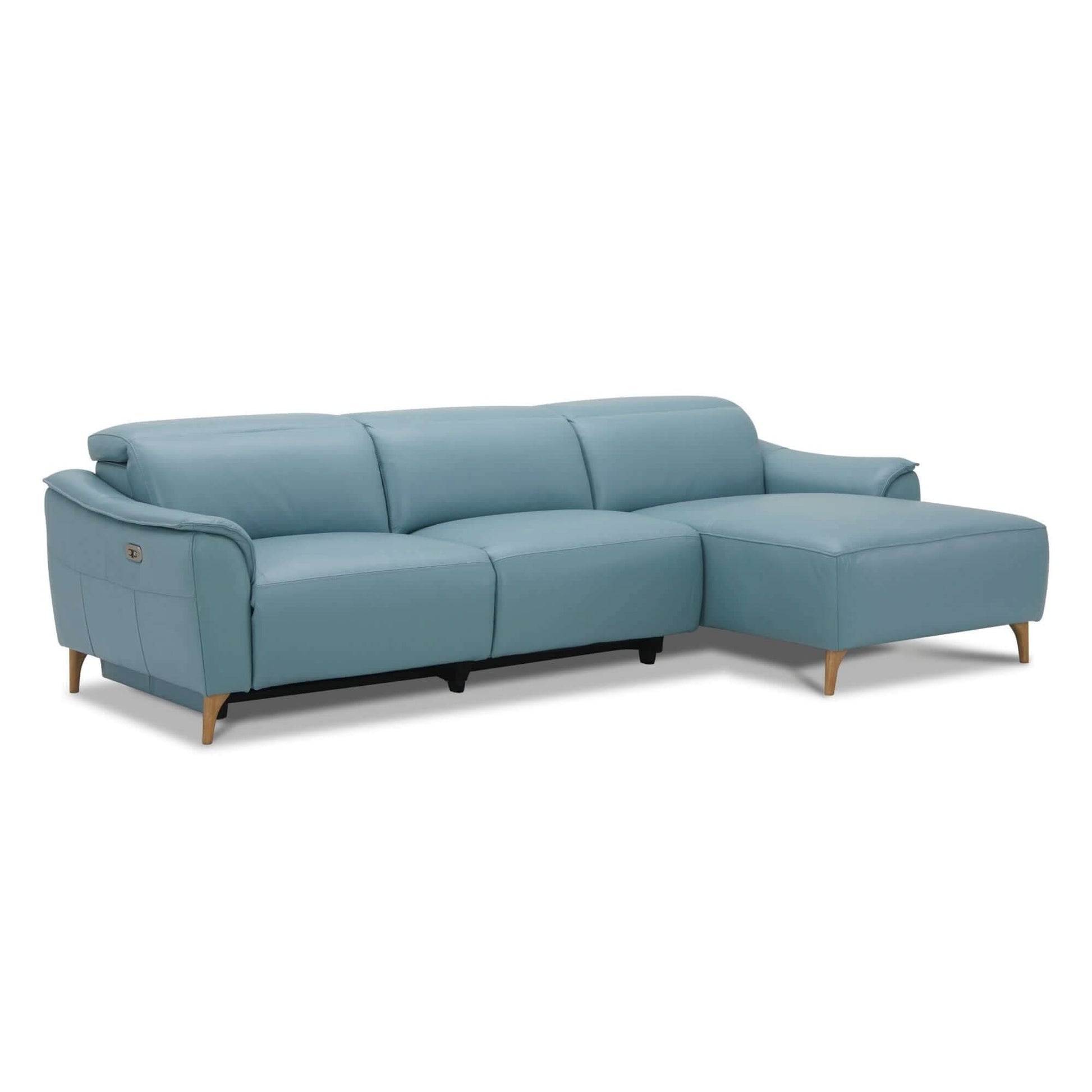Inala 2 Seater Genuine Leather Sofa Blue With RHF Chaise