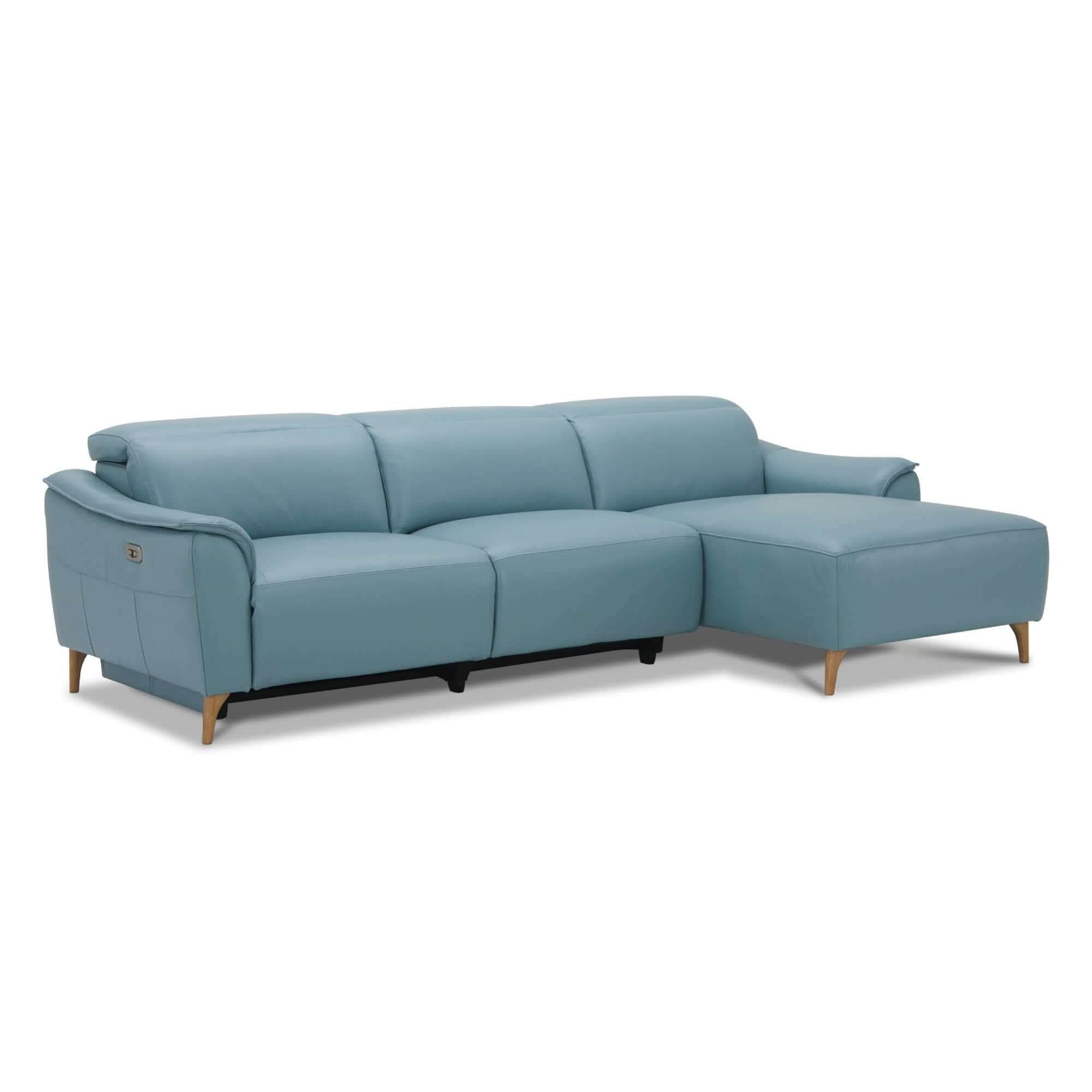 Inala 2 Seater Genuine Leather Sofa Blue With RHF Chaise