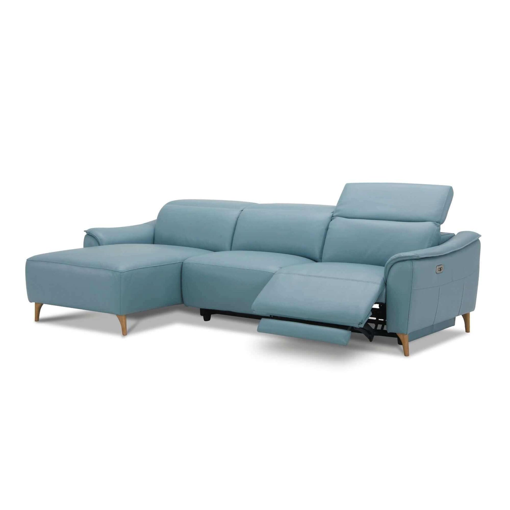 Inala 2 Seater Genuine Leather Sofa Blue With RHF Chaise