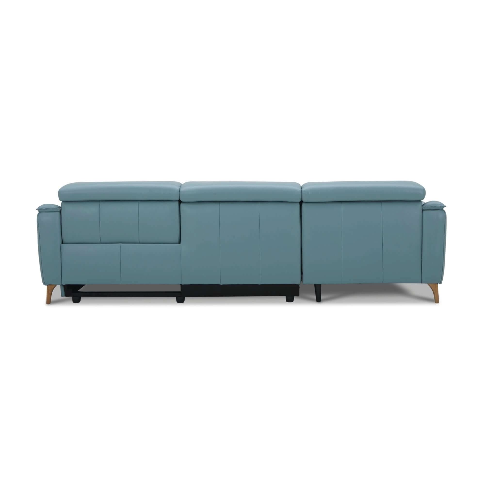 Inala 2 Seater Genuine Leather Sofa Blue With RHF Chaise