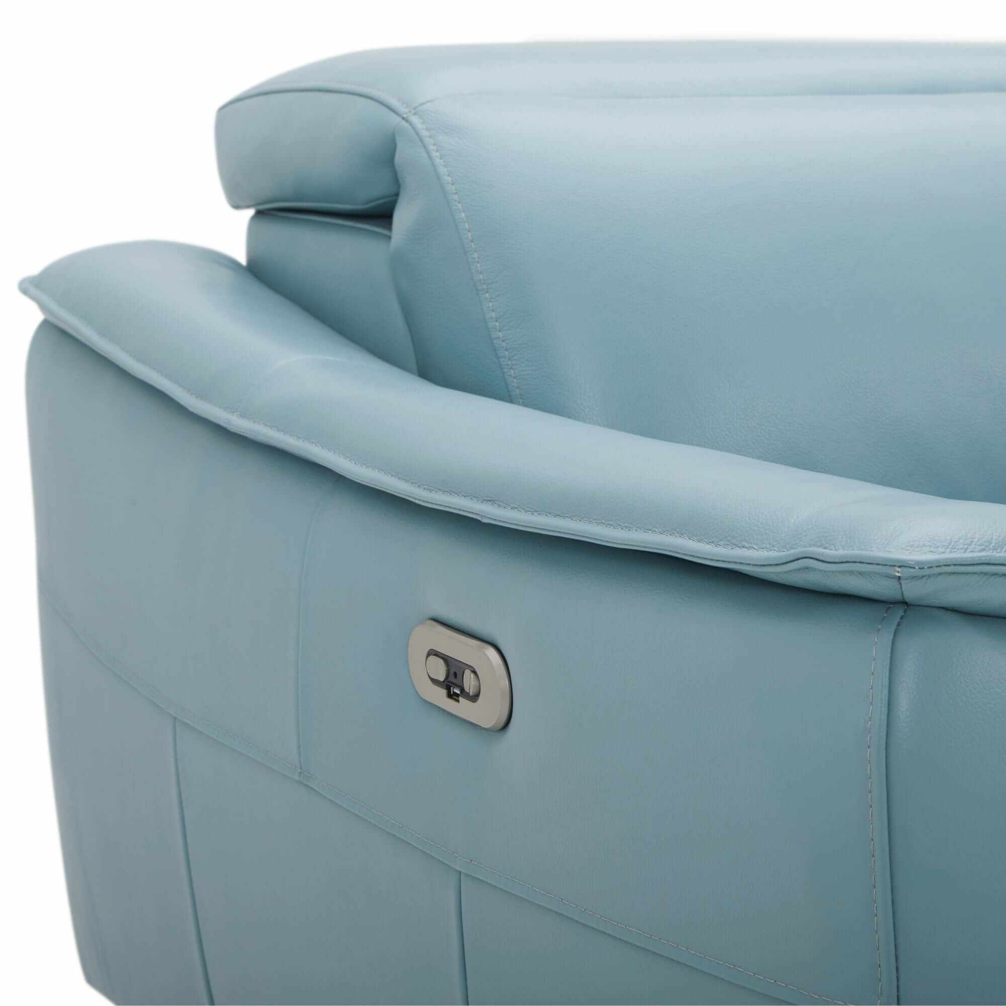 Inala 2 Seater Genuine Leather Sofa Blue With RHF Chaise