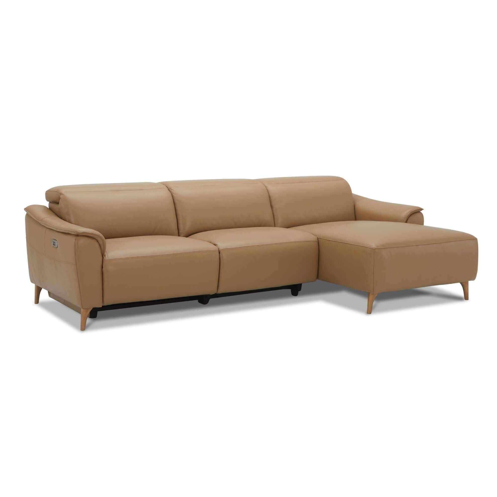 Inala 2 Seater Leather Recliner Sofa Electric Powered RHF Chaise - Lat