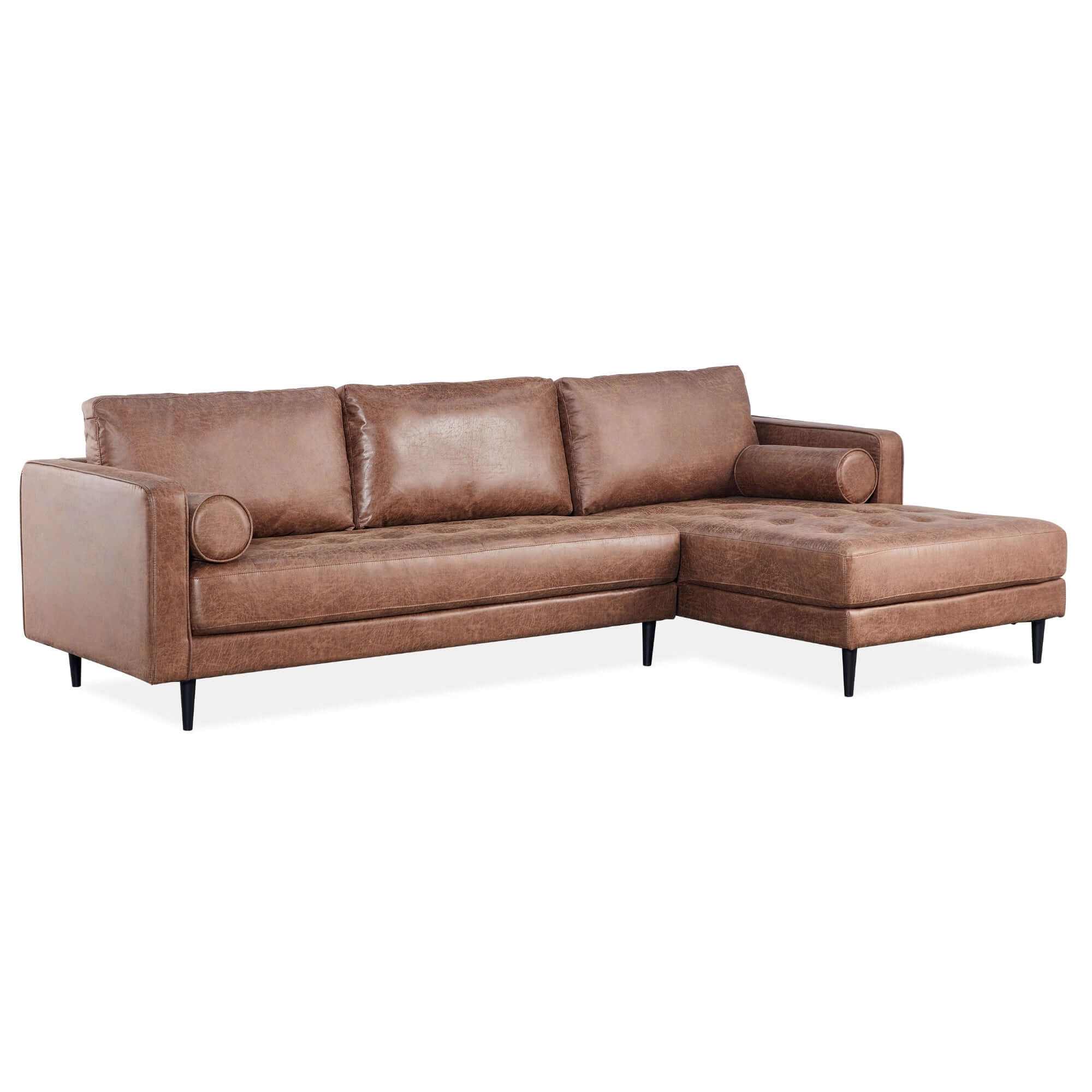 Chelsea Dark Brown Fabric 2 Seater Chaise RHF Sofa