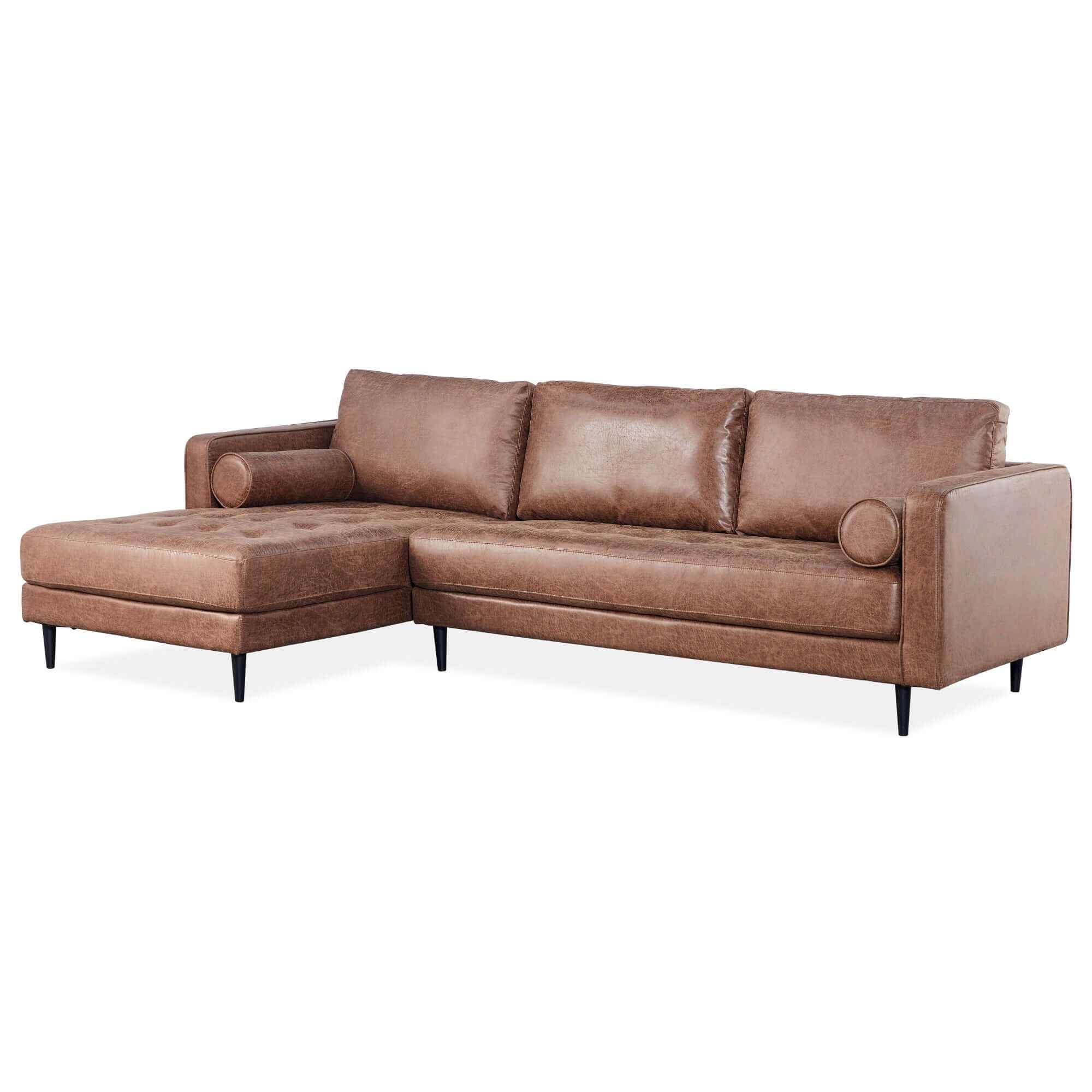 Chelsea 2 Seater Dark Brown Chaise Sofa LHF