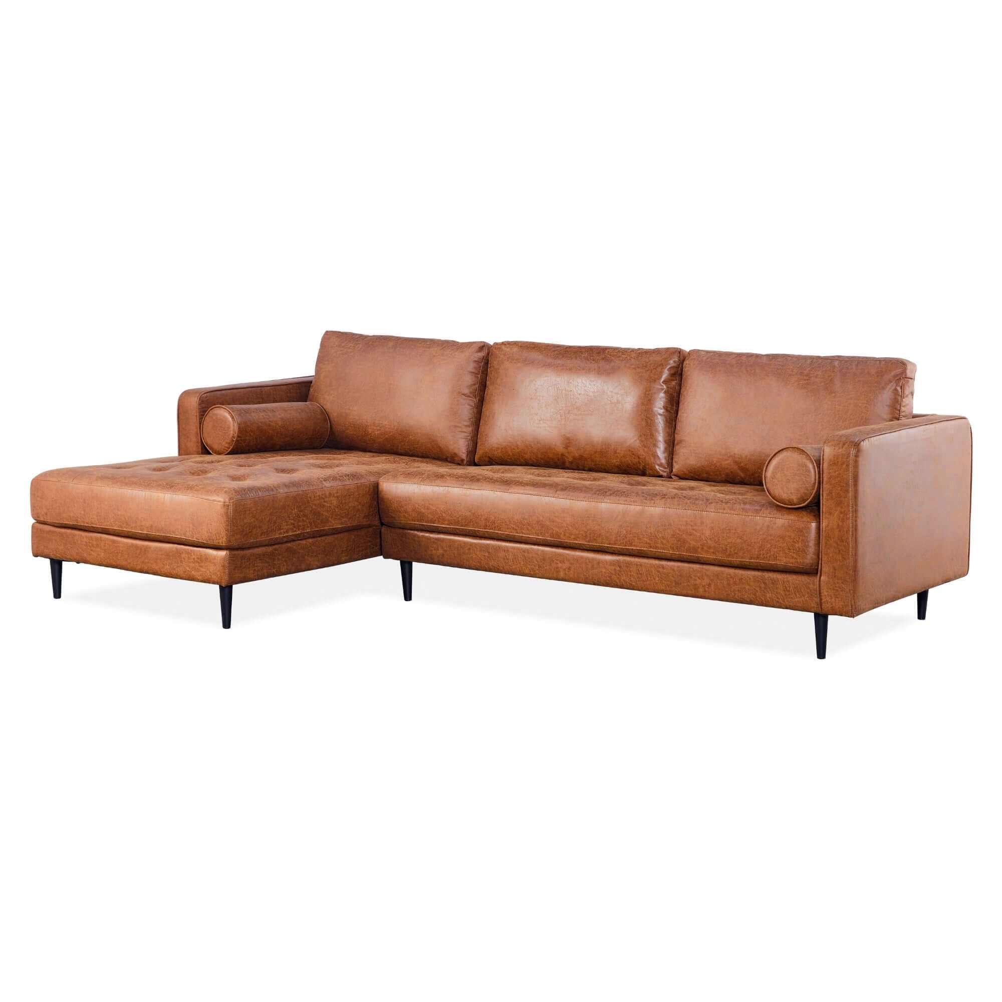Chelsea Two Seater Chaise Sofa Couch LHF - Light Brown