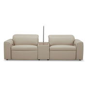 Hallie 2 Seater Leather Sofa Electric Powered Recliner Beige