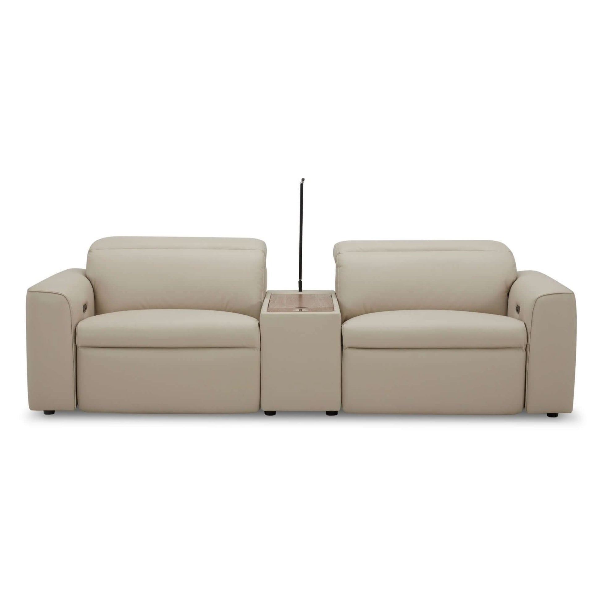 Hallie 2 Seater Leather Sofa Electric Powered Recliner Beige