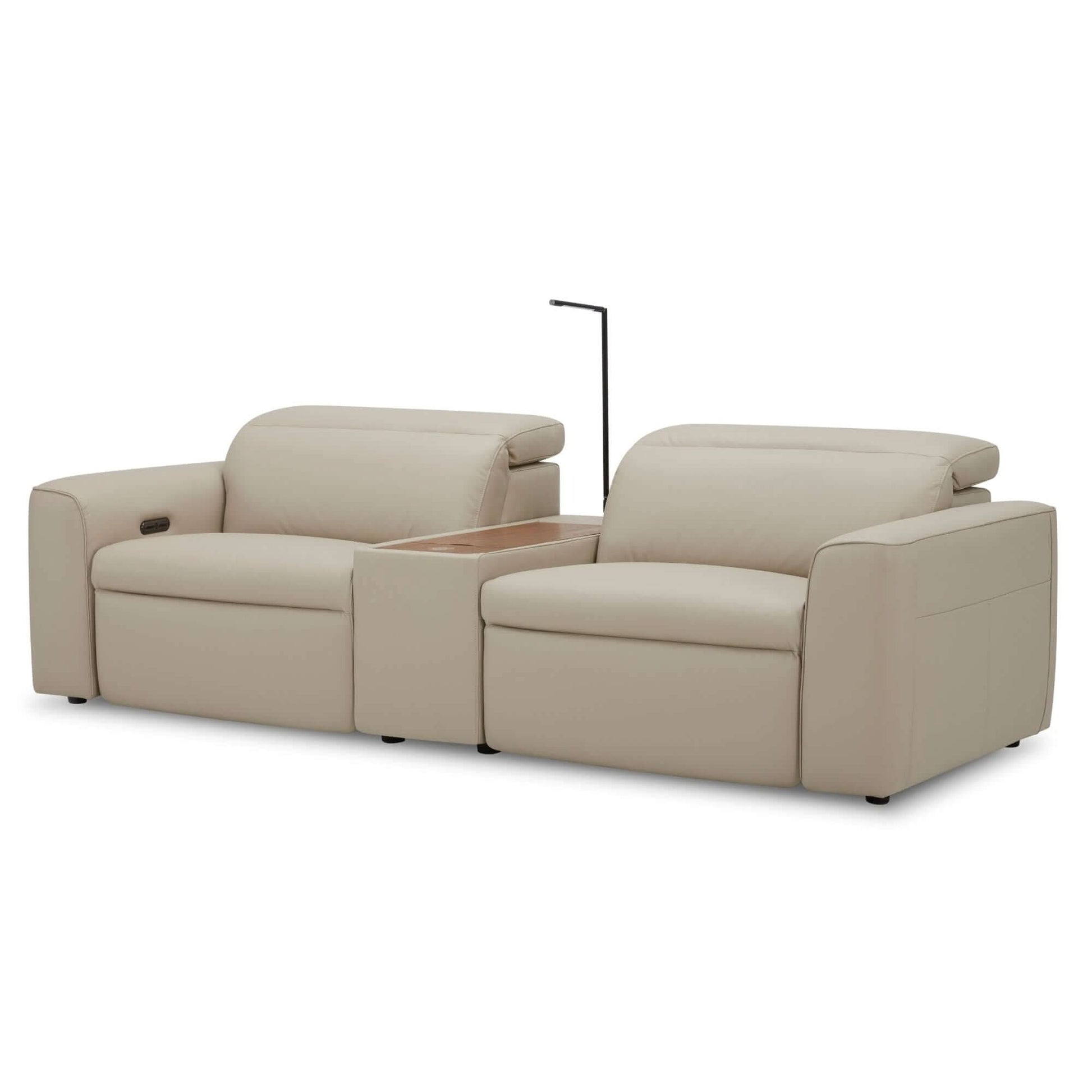 Hallie 2 Seater Leather Sofa Electric Powered Recliner Beige