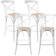 Aster Solid Birch Timber 4pc Crossback Bar Stools White