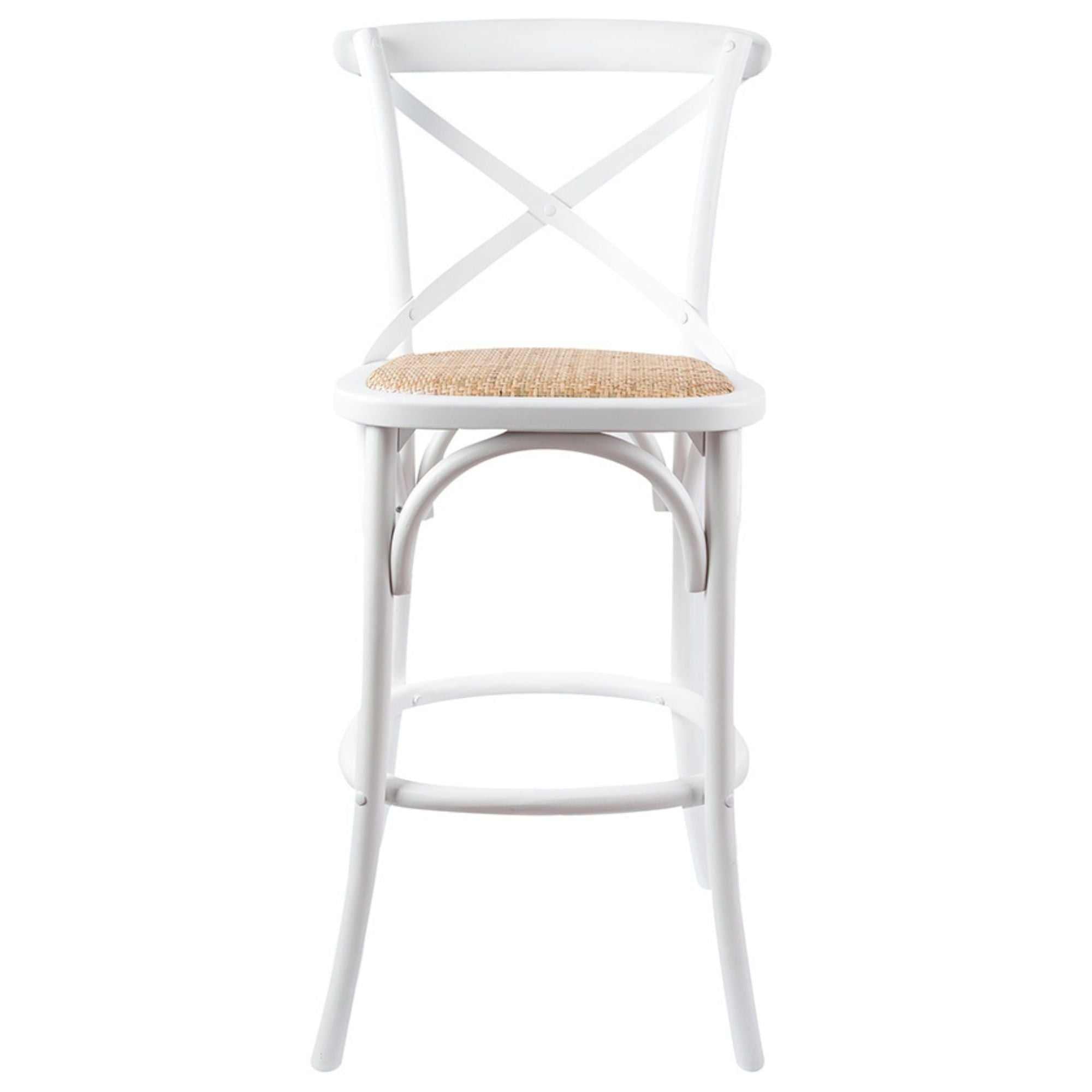 Aster Solid Birch Timber 4pc Crossback Bar Stools White