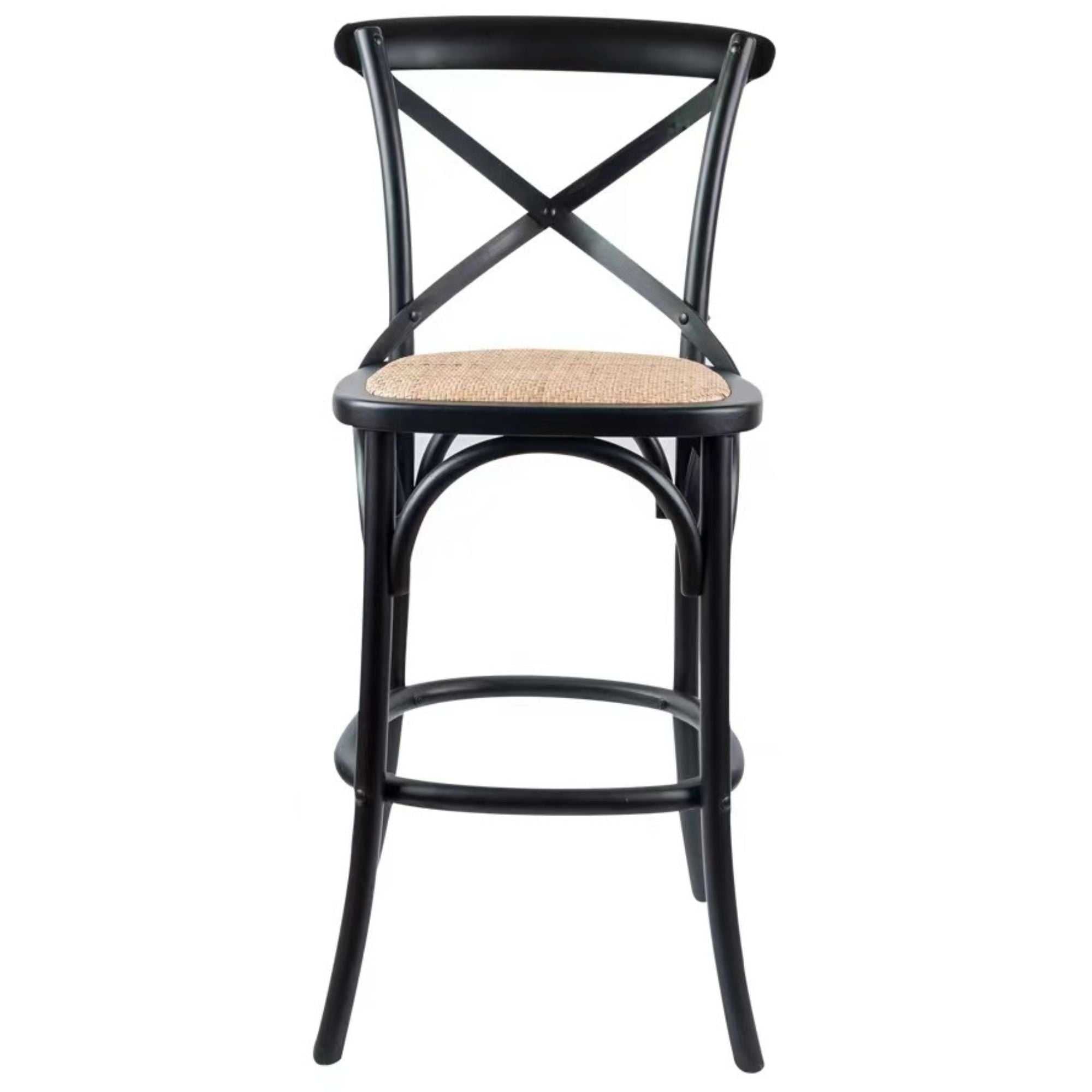 Aster 4pc Crossback Bar Stools Dining Chair Solid Birch Timber Rattan 
