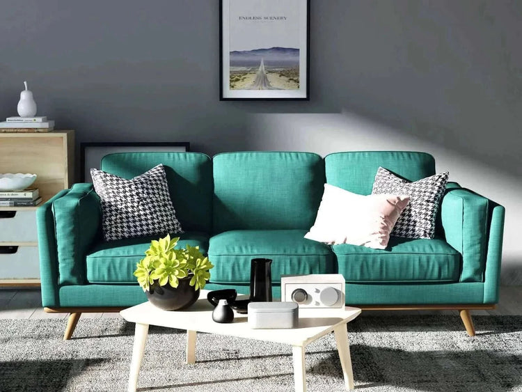 Teal Lounge Set 3 Seater Fabric Sofa for Living Room