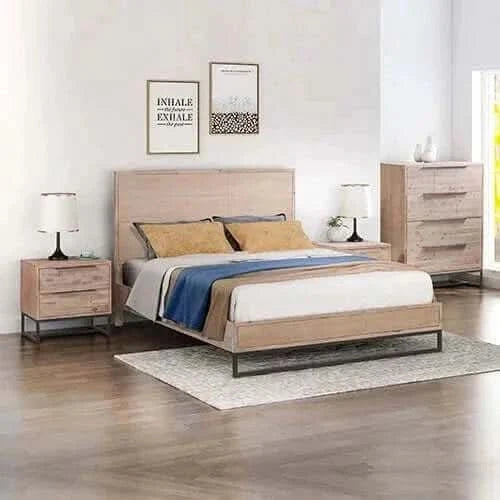 4 Pieces King Size Bedroom Set Furniture made in Solid Acacia Wood