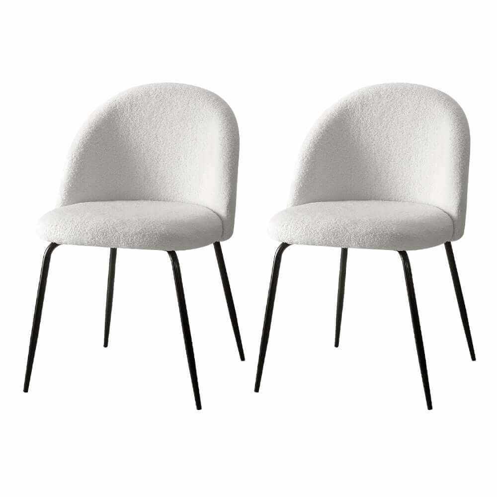 Tofa Sherpa Boucle Dining Chairs Set White
