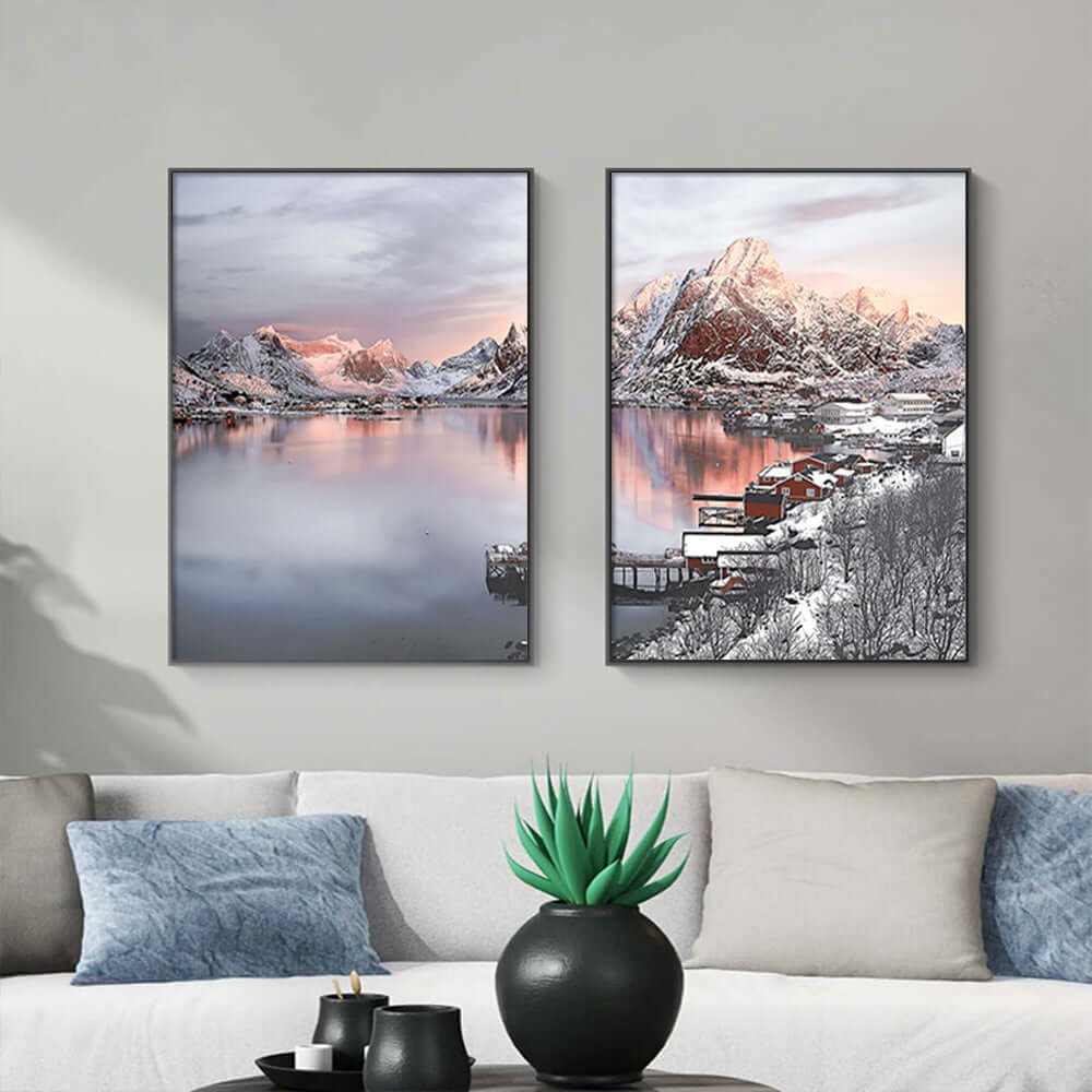 Black Frame Canvas 2 Piece Wall Art 60cmx90cm Nordic Norway