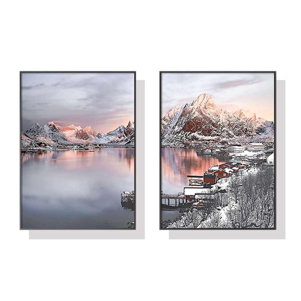 Black Frame Canvas 2 Piece Wall Art 60cmx90cm Nordic Norway