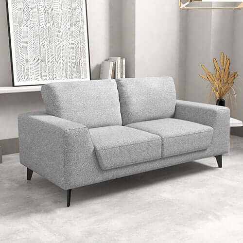 Hopper 2 Seater Grey Sofa for Living Room With Black Legs
