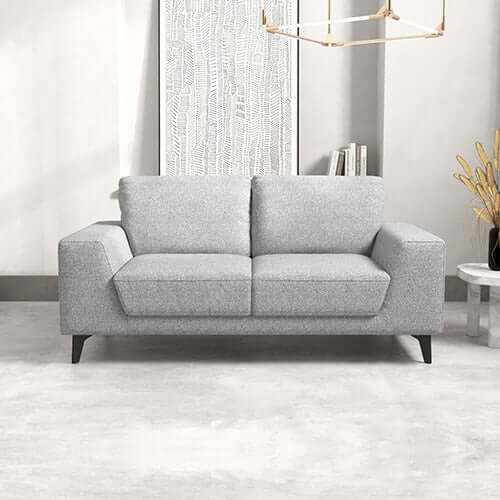 Hopper 2 Seater Grey Sofa for Living Room With Black Legs