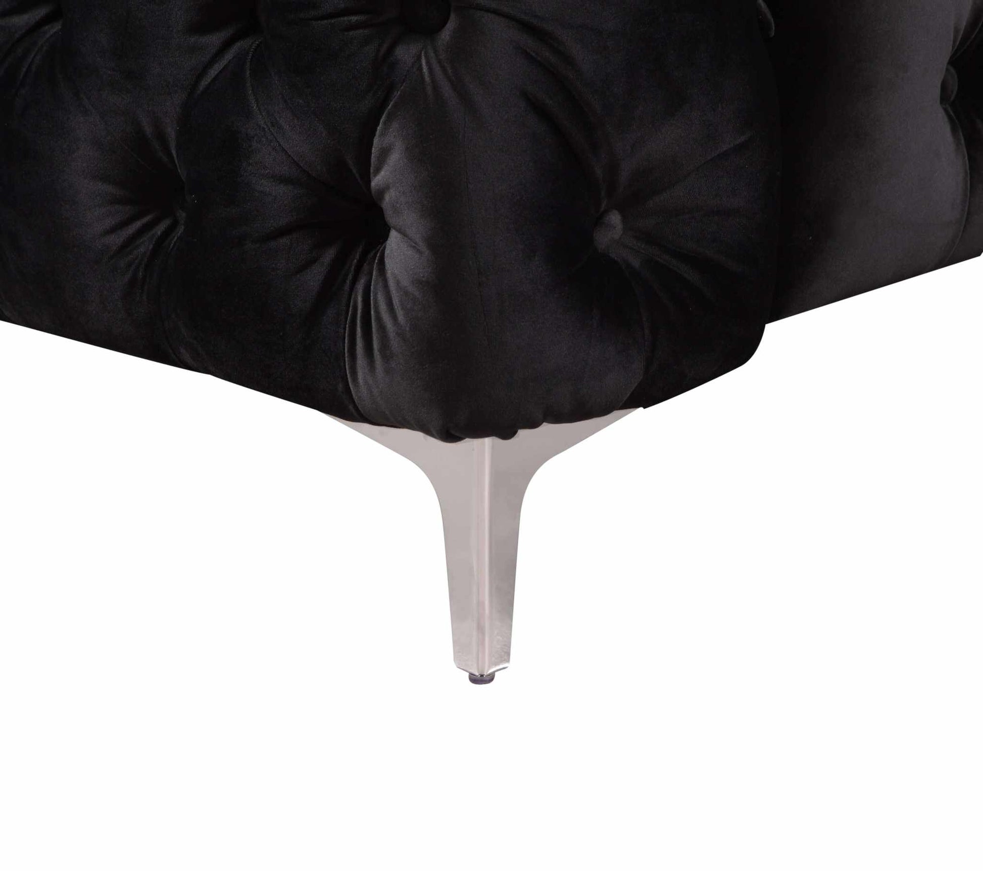 Classic Button Tufted in Black Velvet Fabric Sofa 2 Seater for Living 