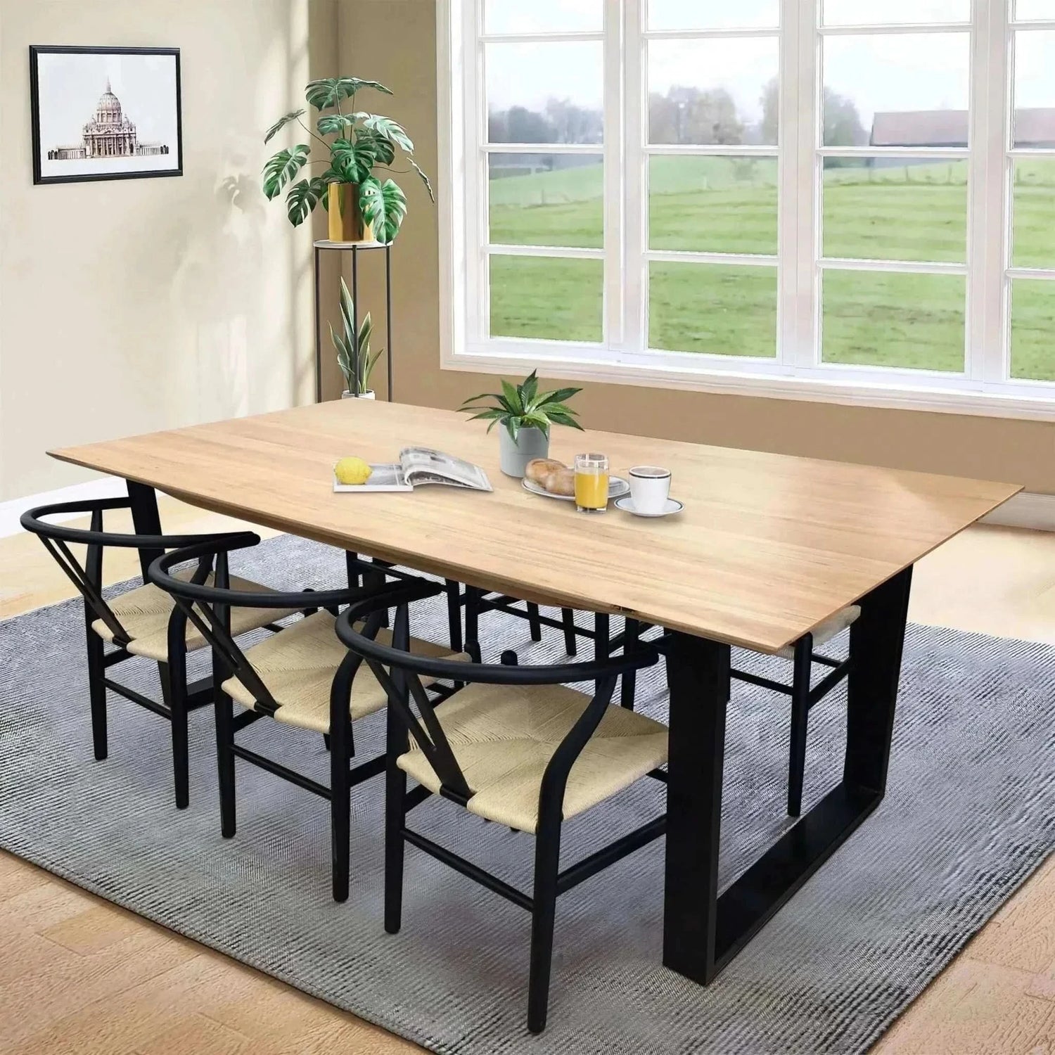 Aconite Solid Messmate Wood 7pc 180cm Dining Table and Chairs