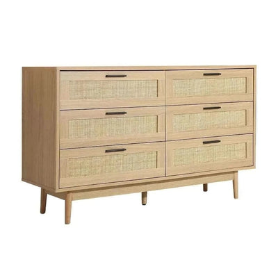 BRIONY 6 Chest of Drawers Rattan - Oak