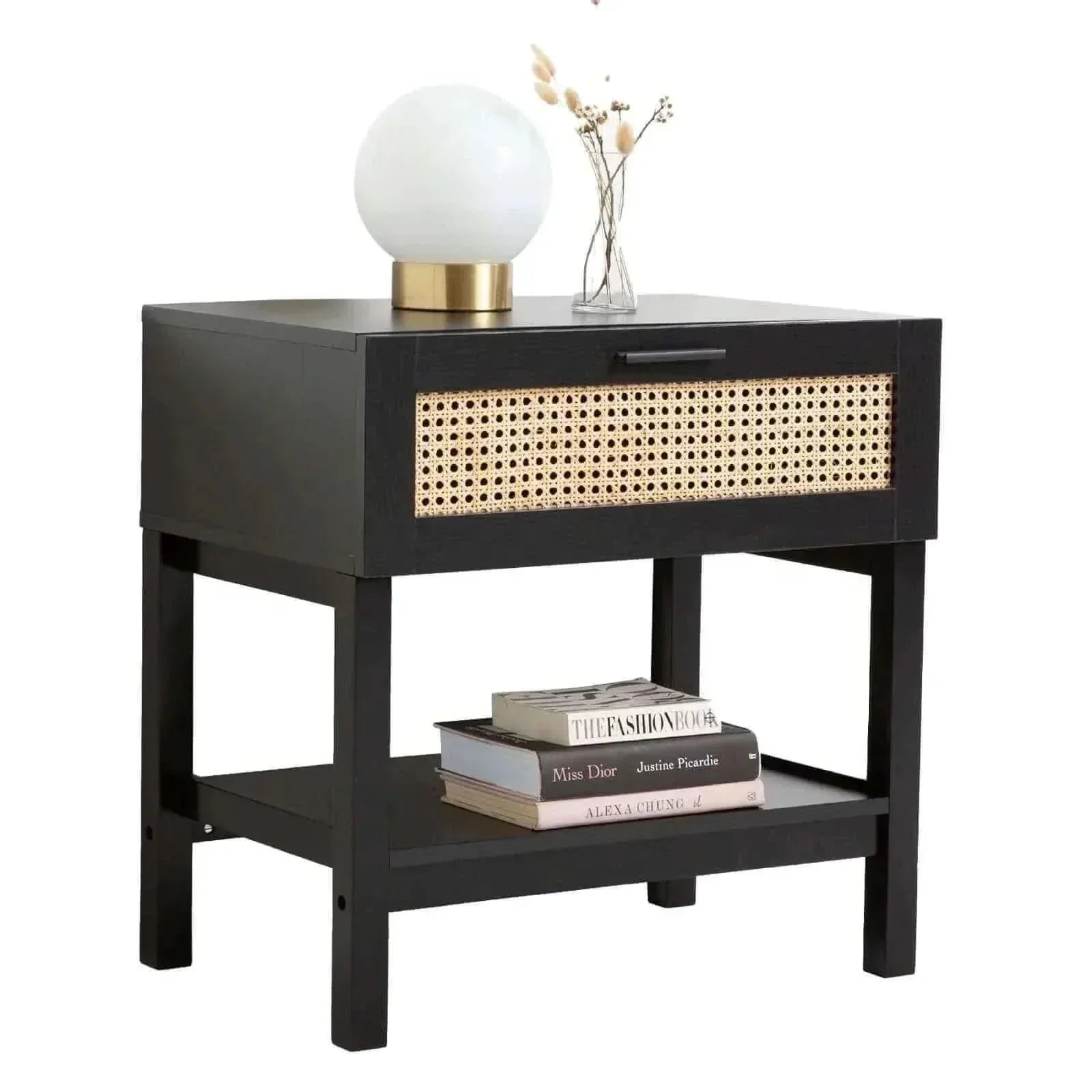 Casa Decor Tulum Black Rattan Nightstand
