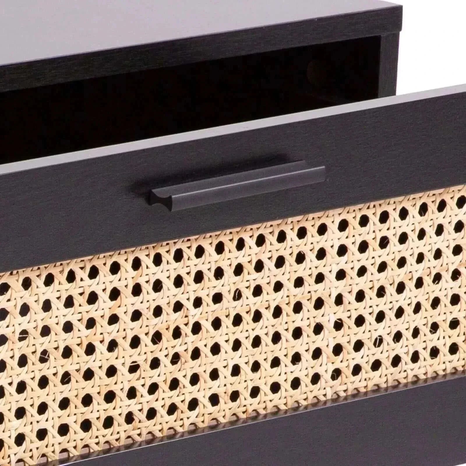 Casa Decor Tulum Black Rattan Nightstand