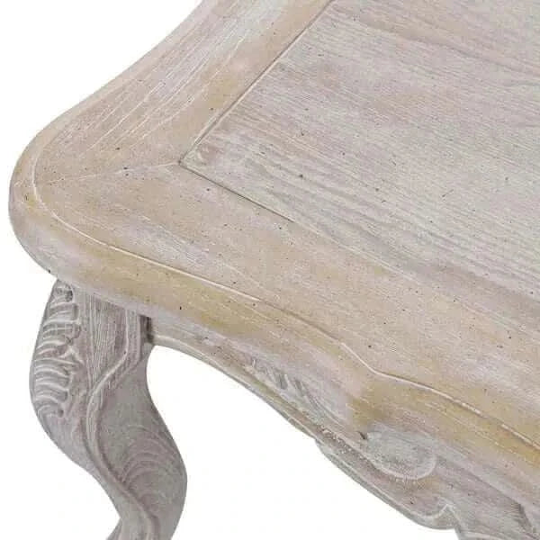 Lille Oak Wood Veneer Coffee Table White Washed Finish