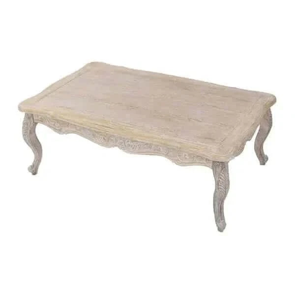 Lille Oak Wood Veneer Coffee Table White Washed Finish
